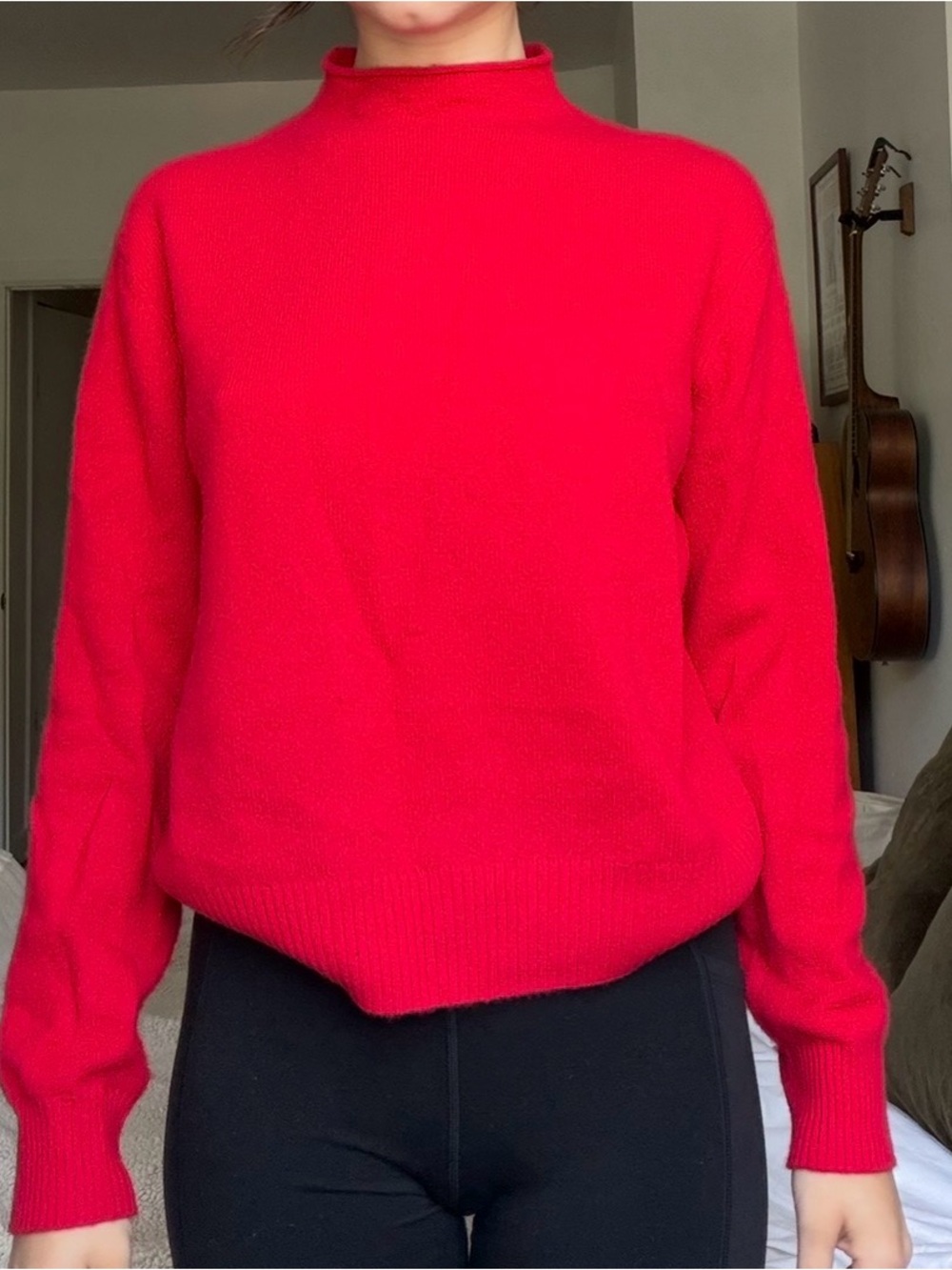 Naadam roll neck red cashmere sweater